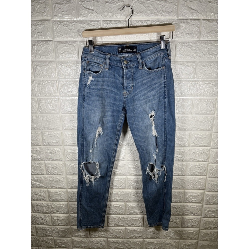 Hollister Womens Jeans Size 00‎ W23 Vintage Boyfriend Medium Wash Distressed